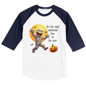 Cute Halloween Mummy Most Wonderful Time Of The Year Baseball Sleeve Shirt