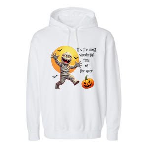 Cute Halloween Mummy Most Wonderful Time Of The Year Garment-Dyed Fleece Hoodie