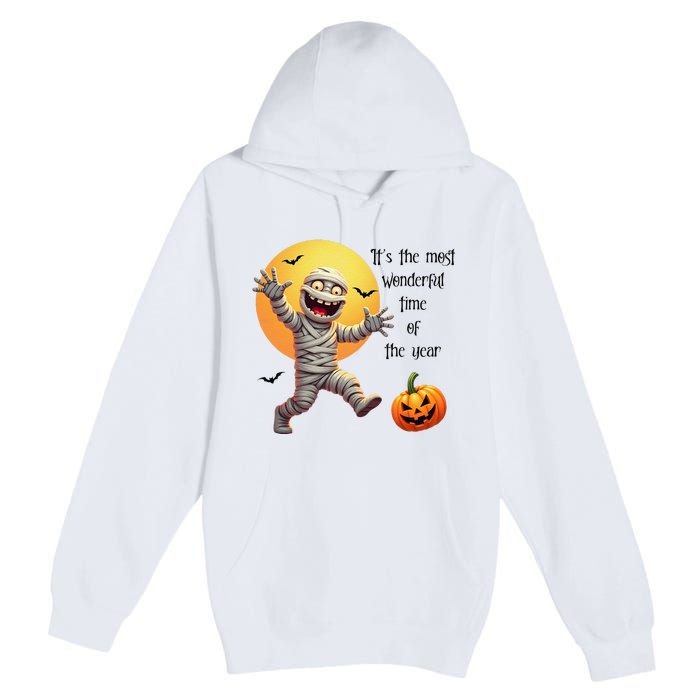 Cute Halloween Mummy Most Wonderful Time Of The Year Premium Pullover Hoodie