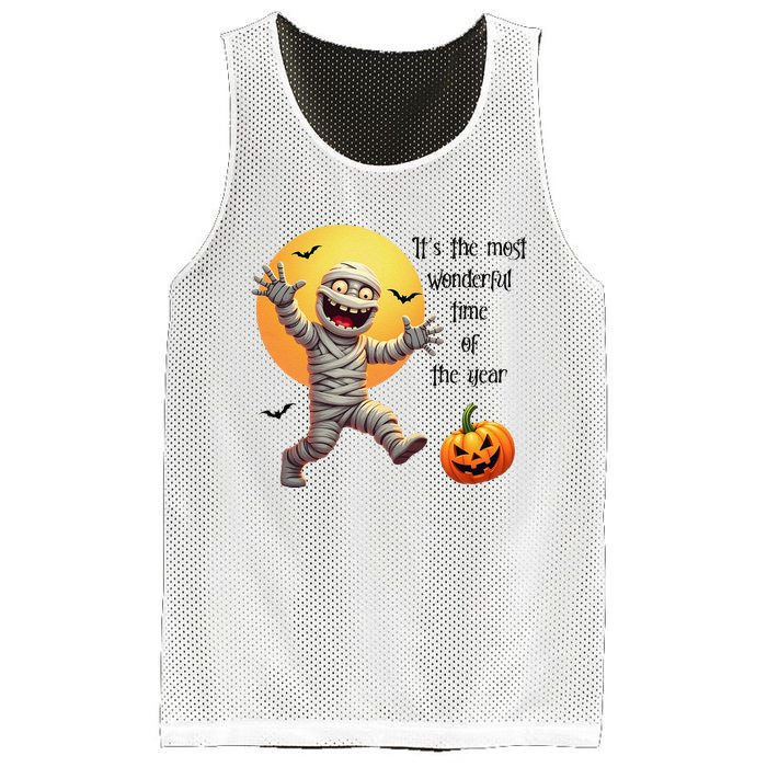 Cute Halloween Mummy Most Wonderful Time Of The Year Mesh Reversible Basketball Jersey Tank