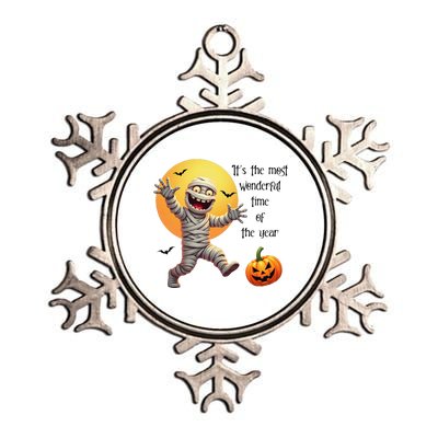 Cute Halloween Mummy Most Wonderful Time Of The Year Metallic Star Ornament