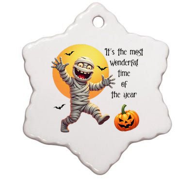 Cute Halloween Mummy Most Wonderful Time Of The Year Ceramic Star Ornament