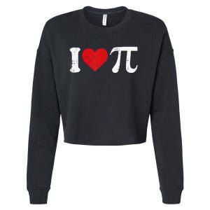 Cute Heart Math Symbols Teacher I Love Pi Day Cropped Pullover Crew