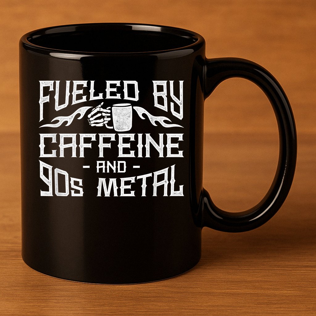 Coffee Heavy Metal Fueled By Caffeine And 90s Metal 11oz C Handle Ceramic Mug