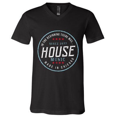 Chicago House Music Vintage Dj Edm V-Neck T-Shirt