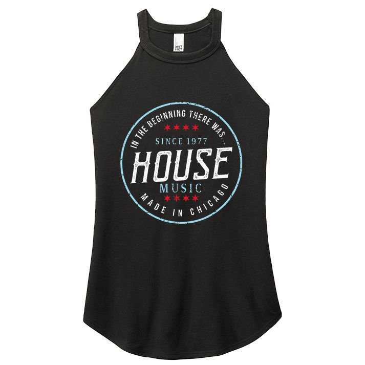 Chicago House Music Vintage Dj Edm Women's Perfect Tri Rocker Tank