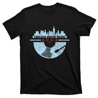 Chicago House Music Vintage Vinyl Dj Raver Flag Skyline Gift T-Shirt