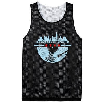 Chicago House Music Vintage Vinyl Dj Raver Flag Skyline Gift Mesh Reversible Basketball Jersey Tank