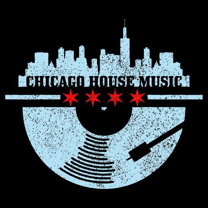 Chicago House Music Vintage Vinyl Dj Raver Flag Skyline Gift Kids Hoodie