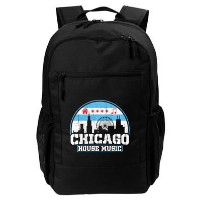 Chicago House Music Vintage Skyline Dj Gift Backpack