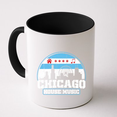 Chicago House Music Vintage Skyline Dj Gift Mug