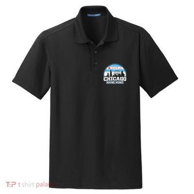 Chicago House Music Vintage Skyline Dj Gift Dry Zone Grid Polo