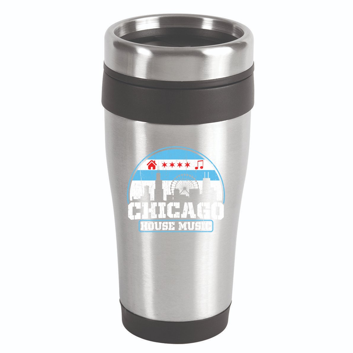 Chicago House Music Vintage Skyline Dj Gift 16oz Travel Tumbler