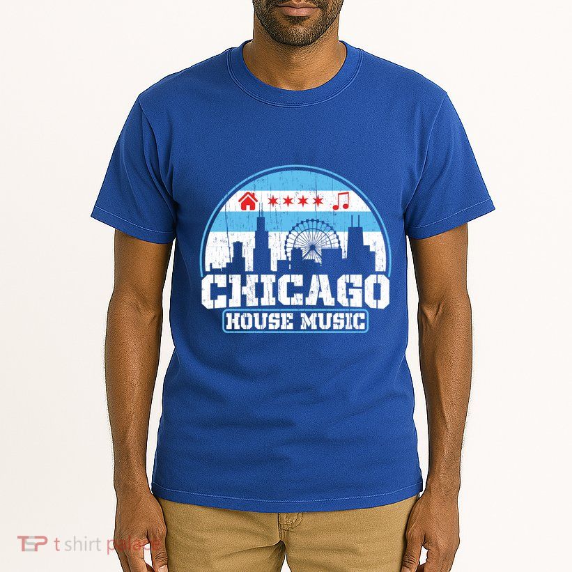 Chicago House Music Vintage Skyline Dj Gift Tall T-Shirt