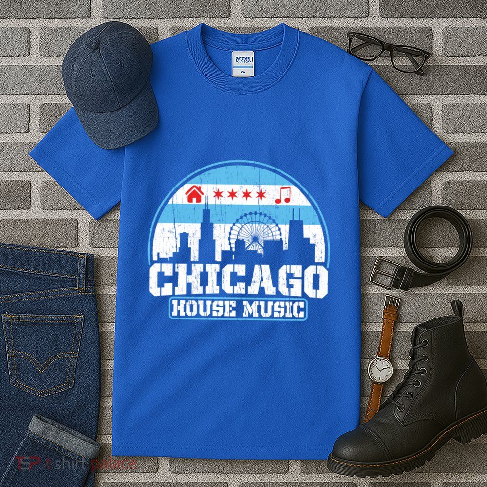 Chicago House Music Vintage Skyline Dj Gift Tall T-Shirt