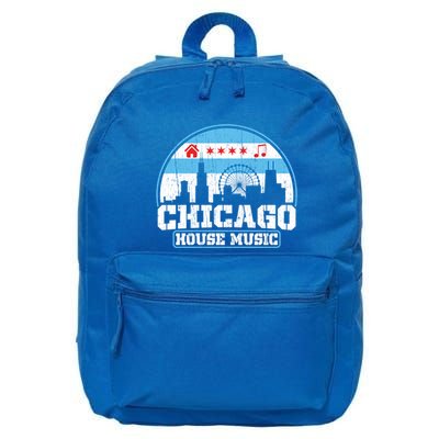 Chicago House Music Vintage Skyline Dj Gift 16 in Basic Backpack