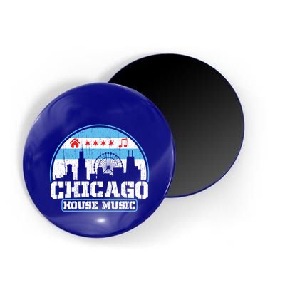 Chicago House Music Vintage Skyline Dj Gift Magnet