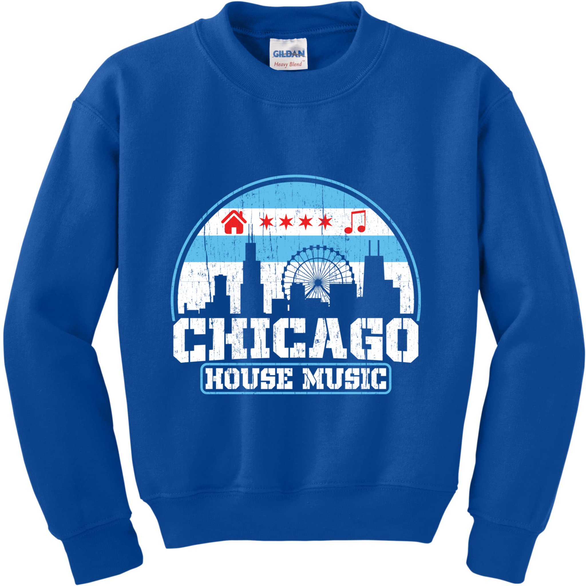 Chicago House Music Vintage Skyline Dj Gift Kids Sweatshirt