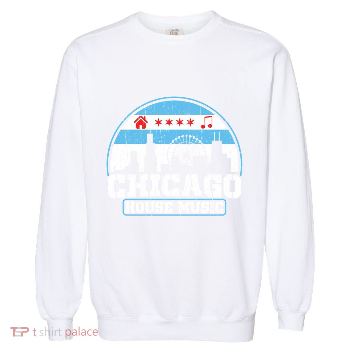 Chicago House Music Vintage Skyline Dj Gift Garment-Dyed Sweatshirt