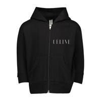 Céline Hello My Name Is Name Tag First Name Toddler Zip Fleece Hoodie