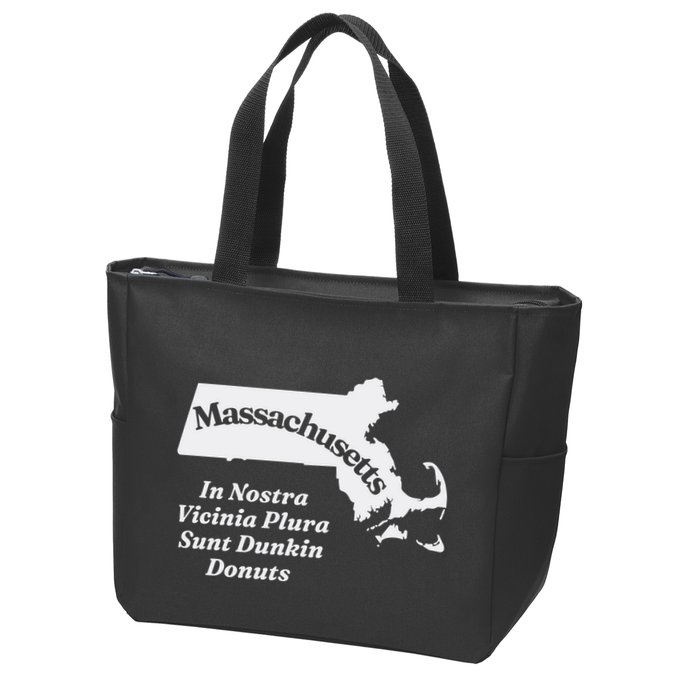 Click Hole Massachusetts In Nostra Vicinia Plura Sunt Dunkin Donuts Zip Tote Bag