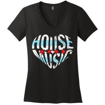 Chicago House Music I Love House Music Dj Women's V-Neck T-Shirt