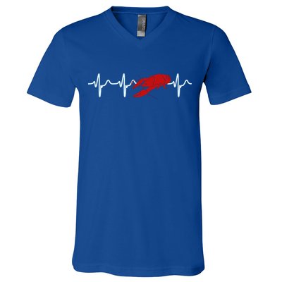 Crawfish Heartbeat Mardi Gras Lobster Season Boil Crew Gift V-Neck T-Shirt