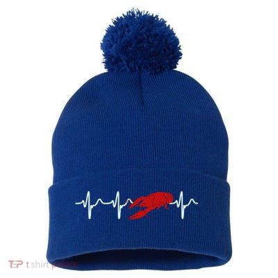 Crawfish Heartbeat Mardi Gras Lobster Season Boil Crew Gift Pom Pom 12in Knit Beanie