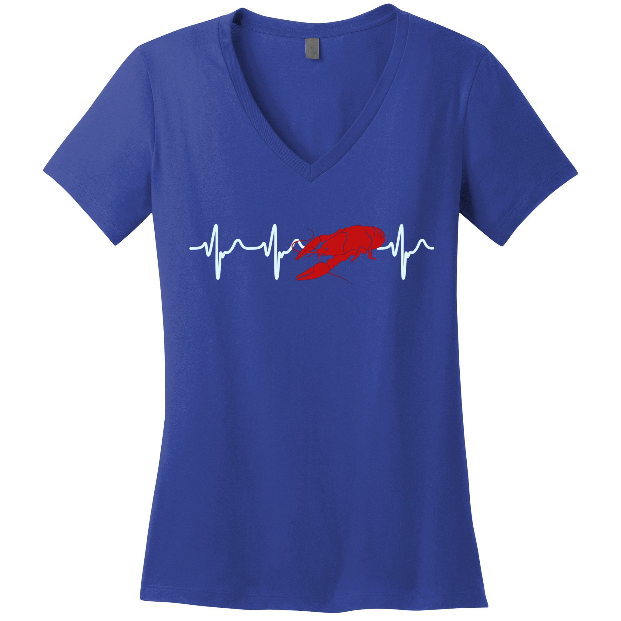 Crawfish Heartbeat Mardi Gras Lobster Season Boil Crew Gift Women's V-Neck T-Shirt