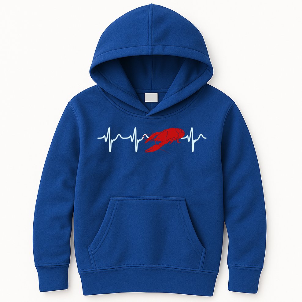 Crawfish Heartbeat Mardi Gras Lobster Season Boil Crew Gift Kids Hoodie