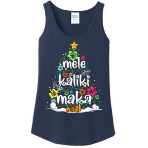 Christmas Hawaiian Mele Kalikimaka Tropical Santa Xmas Tree Gift Ladies Essential Tank