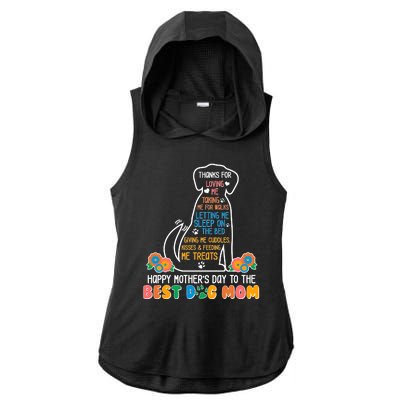 Cute Happy Mother's Day Best Dog Mom Ladies PosiCharge Tri-Blend Wicking Draft Hoodie Tank