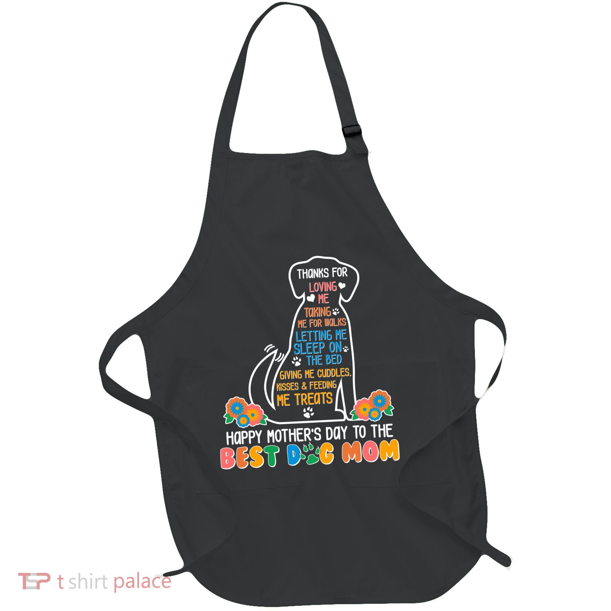 Cute Happy Mother's Day Best Dog Mom Full-Length Apron With Pockets
