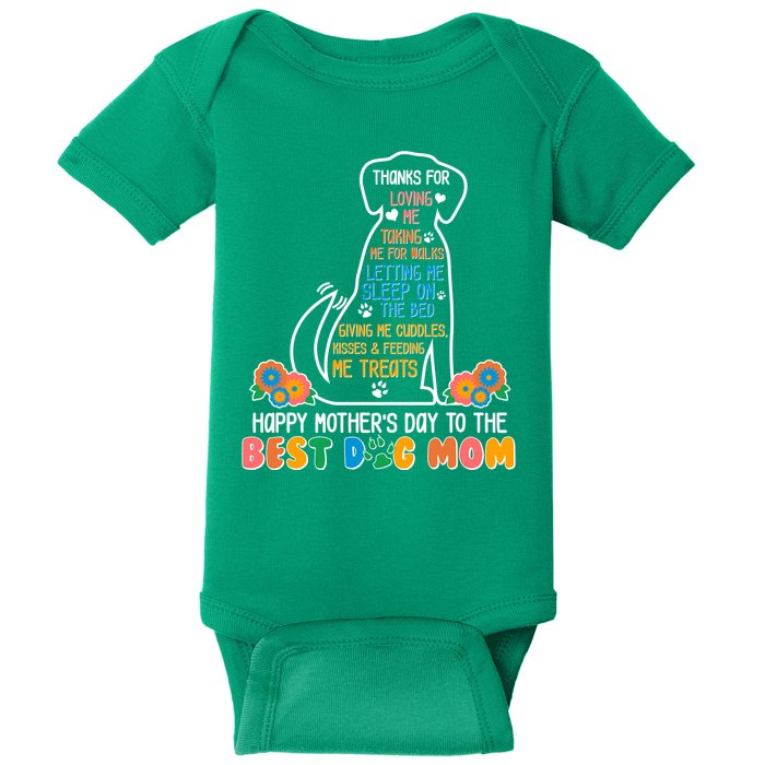 Cute Happy Mother's Day Best Dog Mom Baby Bodysuit