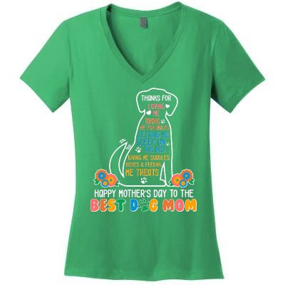 Cute Happy Mother's Day Best Dog Mom Women's V-Neck T-Shirt