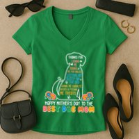 Cute Happy Mother's Day Best Dog Mom Women's V-Neck T-Shirt