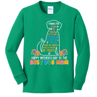 Cute Happy Mother's Day Best Dog Mom Kids Long Sleeve Shirt