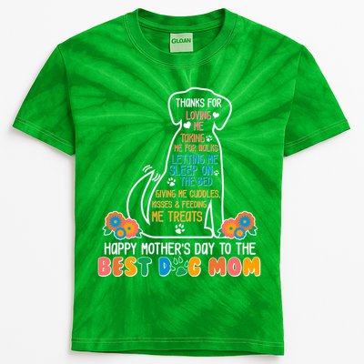 Cute Happy Mother's Day Best Dog Mom Kids Tie-Dye T-Shirt