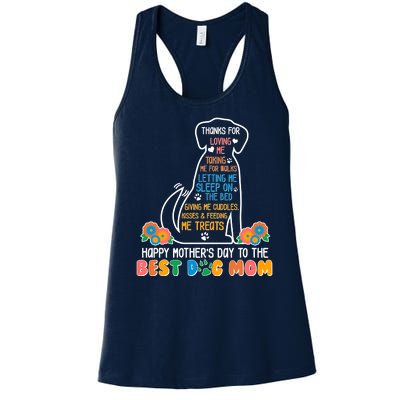 Cute Happy Mother's Day Best Dog Mom Women's Racerback Tank