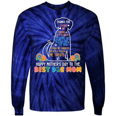 Cute Happy Mother's Day Best Dog Mom Tie-Dye Long Sleeve Shirt