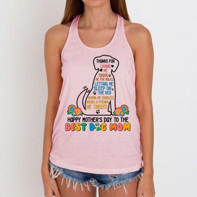 Cute Happy Mother's Day Best Dog Mom Women's Knotted Racerback Tank