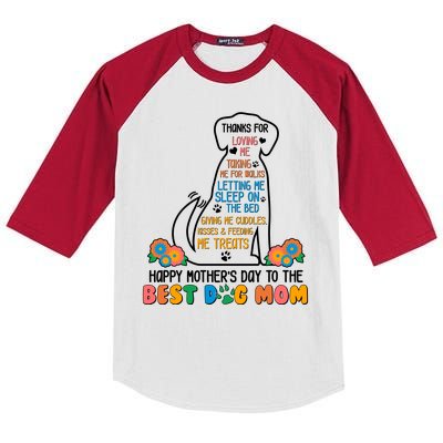 Cute Happy Mother's Day Best Dog Mom Kids Colorblock Raglan Jersey