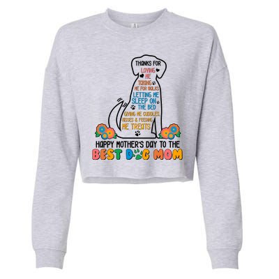 Cute Happy Mother's Day Best Dog Mom Cropped Pullover Crew