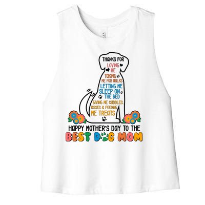 Cute Happy Mother's Day Best Dog Mom Women's Racerback Cropped Tank