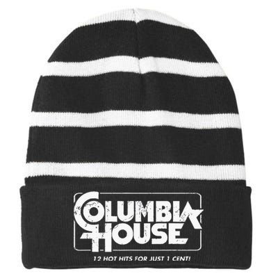 Columba House Music Records Striped Beanie with Solid Band