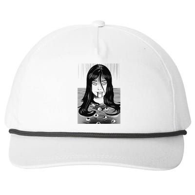 Creepy Horror Manga Anime Woman Eyes Bathtub Halloween Art Snapback Five-Panel Rope Hat