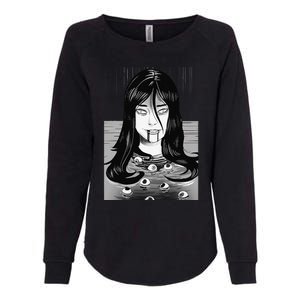 Creepy Horror Manga Anime Woman Eyes Bathtub Halloween Art Womens California Wash Sweatshirt