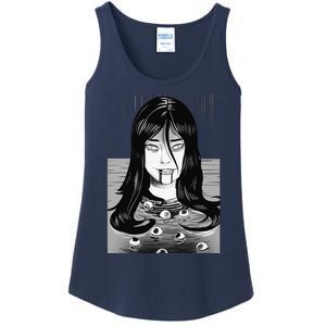 Creepy Horror Manga Anime Woman Eyes Bathtub Halloween Art Ladies Essential Tank