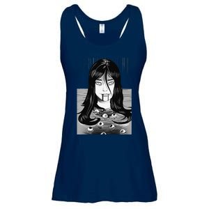 Creepy Horror Manga Anime Woman Eyes Bathtub Halloween Art Ladies Essential Flowy Tank