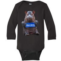 Cute Hippo Moo Deng Baby Pygmy Funny Gift Baby Long Sleeve Bodysuit